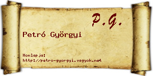 Petró Györgyi névjegykártya