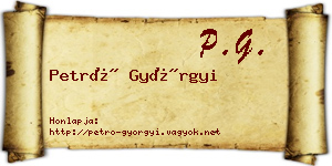 Petró Györgyi névjegykártya